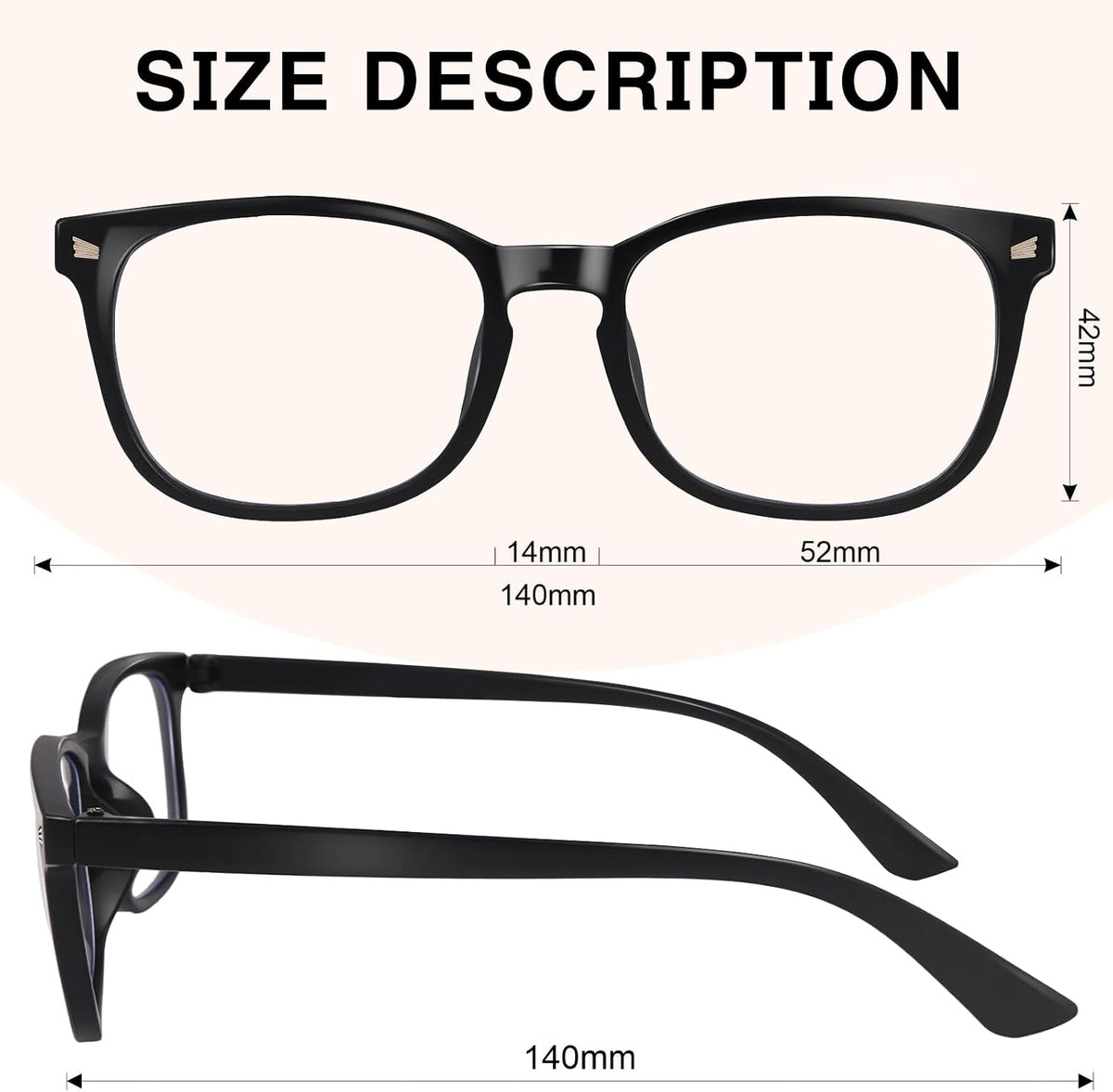 Blue Light Glasses for Women and Men, 99% UV Blocking Square Frame