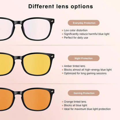 Blue Light Glasses for Women and Men, 99% UV Blocking Square Frame